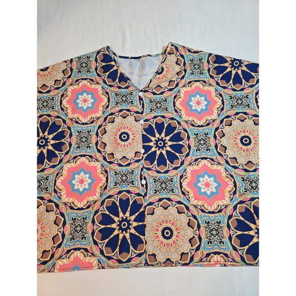 Womens Multicolor Geometric Print V-Neck Blouse Kimono style Size 2XL - Picture 5 of 12